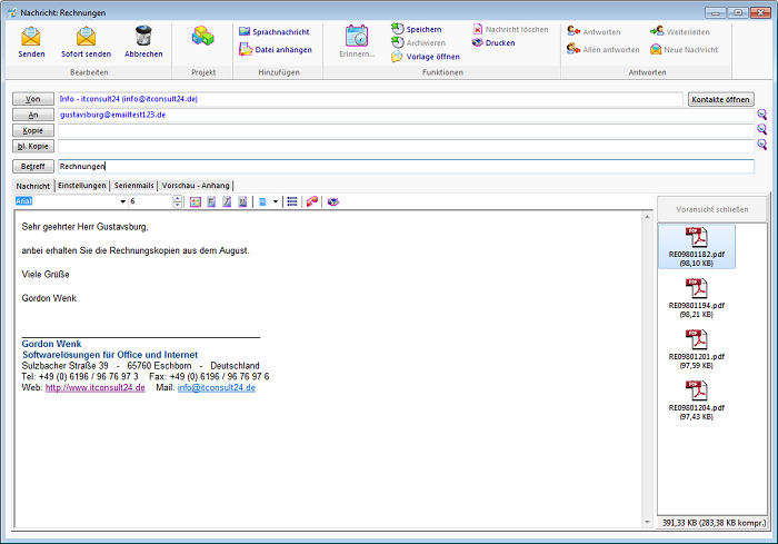 Email-Client Octagon CRM Software